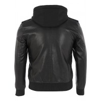 Faux-Leather Jacket w/ Removable Hood